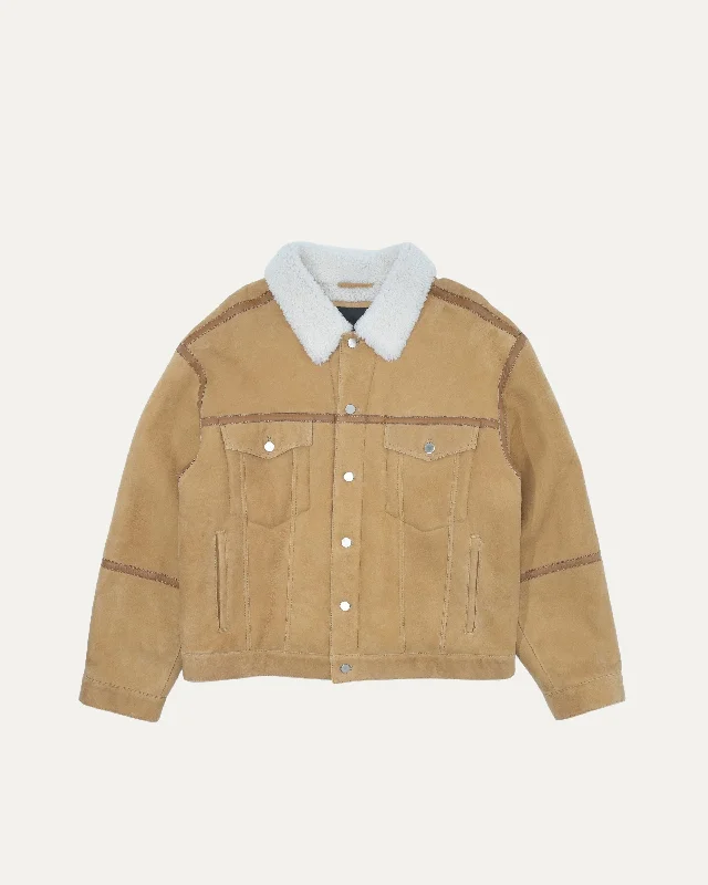 Shearling Suede Trucker Jacket Striped Jacket Polka Dot Jacket Floral Jacket