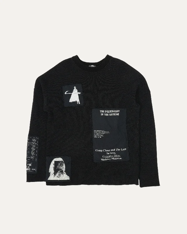 AW05 Poltergeist Patch Crewneck Sweater Zippered Front Buttoned Front Snap Front