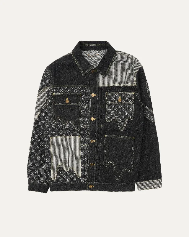 Nigo Made Crazy Denim Workwear Jacket Notch Collar Jacket Peter Pan Collar Jacket Cowl Neck Jacket