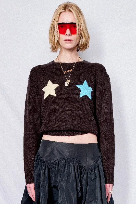 Dark Brown Trois Sweater Boxy Sweater Fitted Sweater A-Line