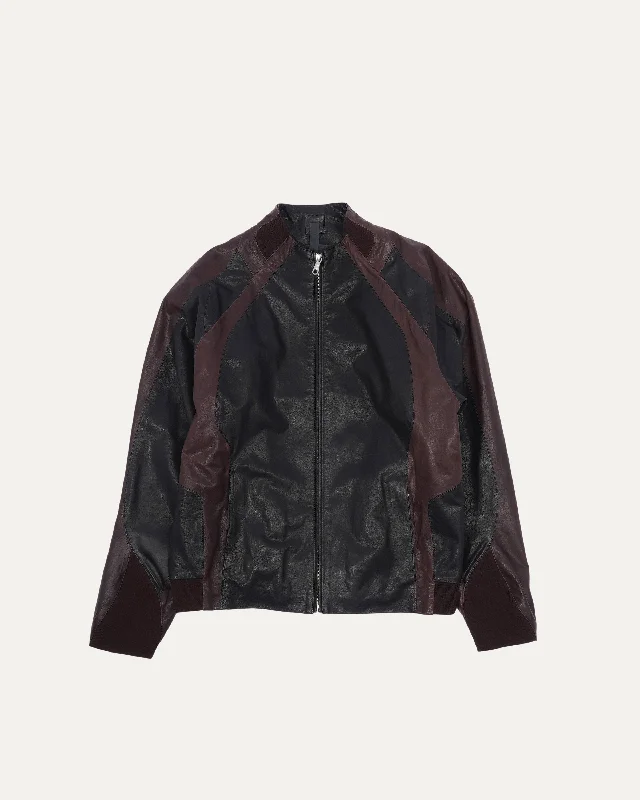 Leather Minno Jacket Notch Collar Peter Pan Collar Cowl Neck