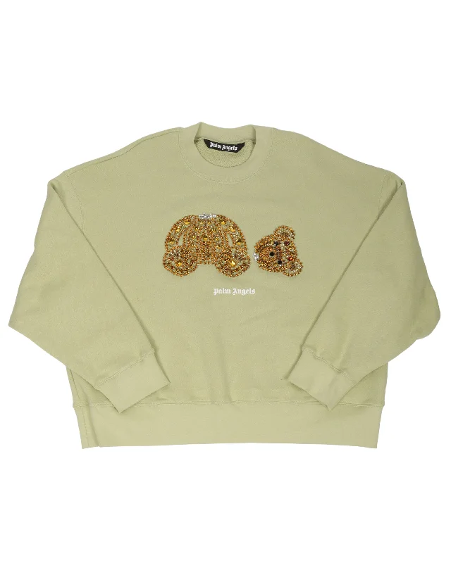 Crystal Teddy Bear Sweater Toggled Drawstring Belted