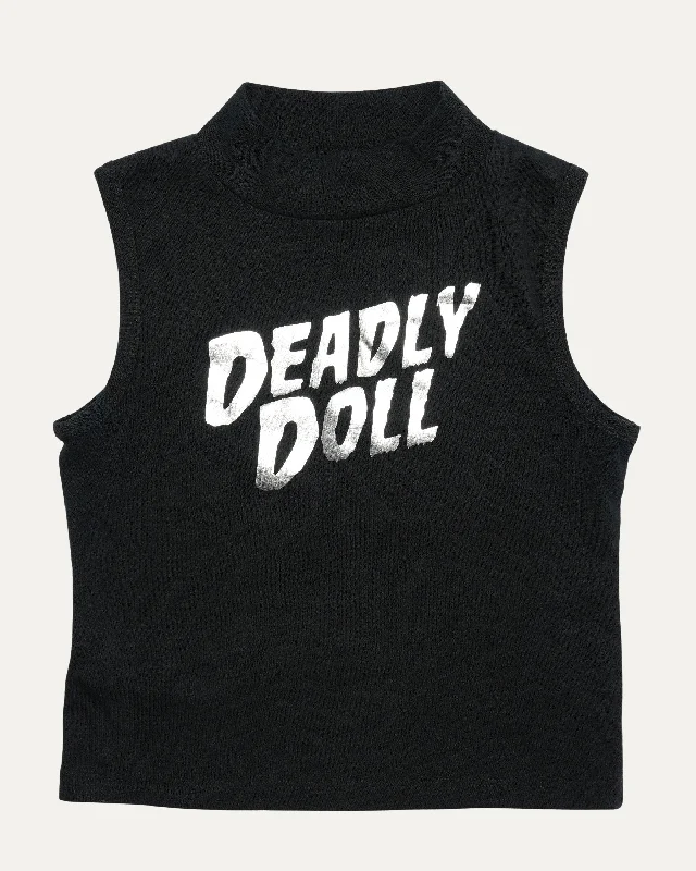 Deadly Doll Mock Neck Tank Top bronze tank top