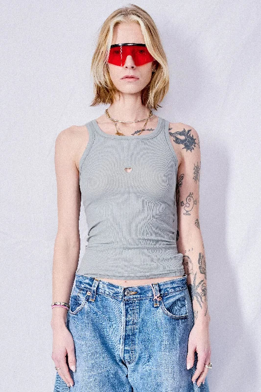 Bow Blue Heart Tank stretchy tank top