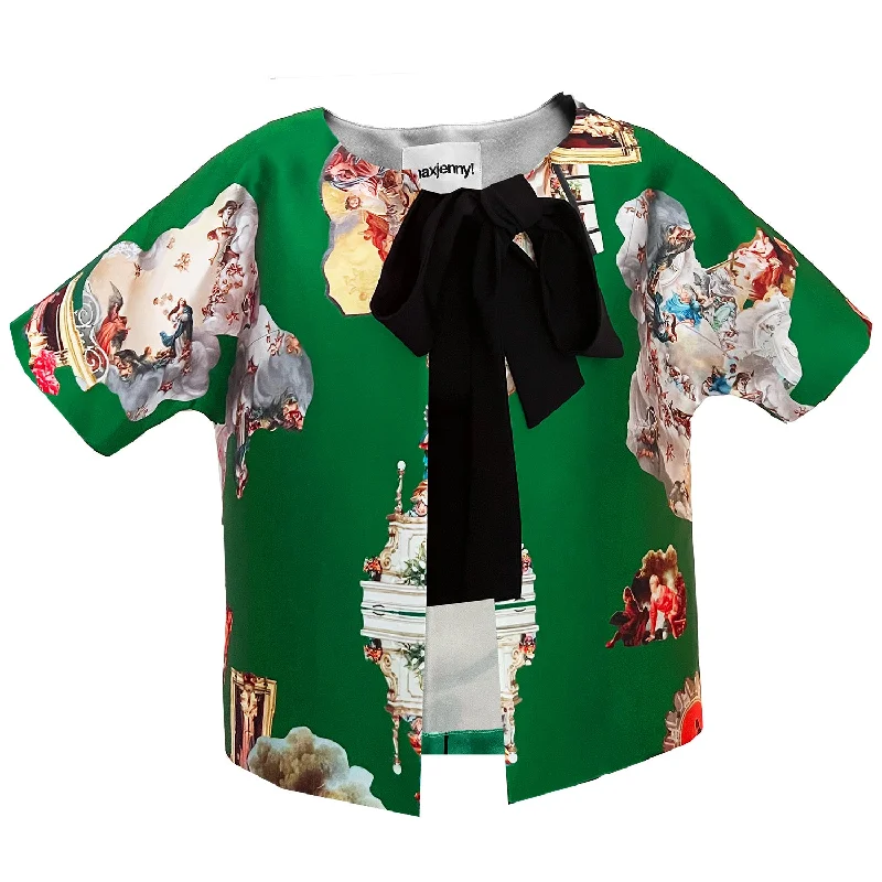 Cropped Jacket with Bow Detail sicily green printed Oversized Jacket Tailored Jacket Straight Jacket Cropped Jacket with Bow Detail sicily green printed Oversized Jacket Tailored Jacket Straight Jacket