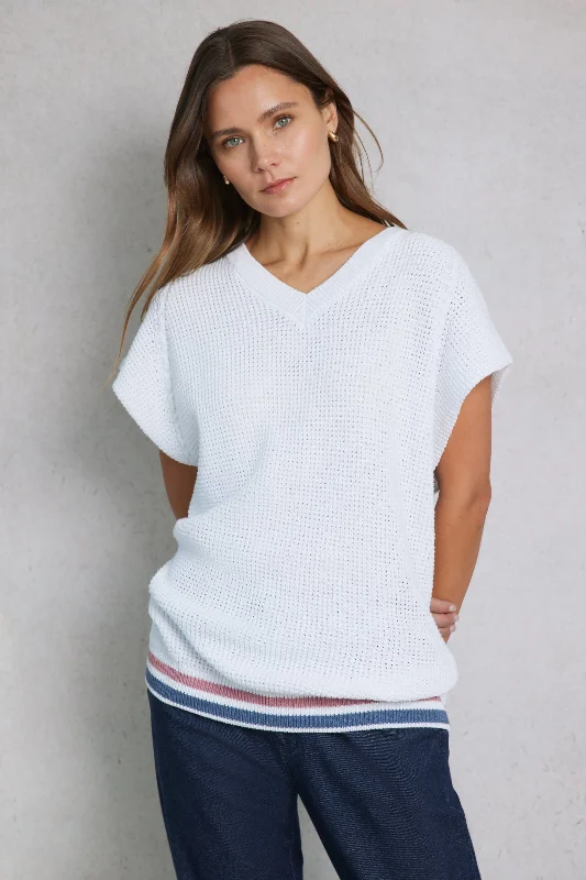 Knitted Tank 01 White slim fit tank