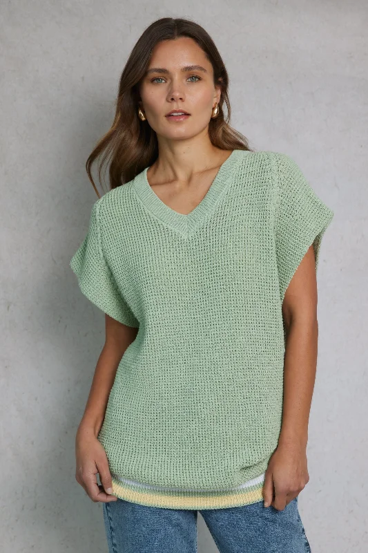 Knitted Tank 01 Green flowy tank top