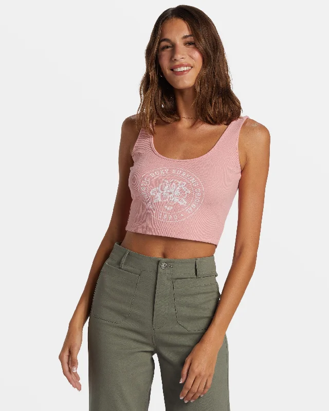 Roxy Surfing Original Cropped Tank Top - Candlelight Peach trendy tank top
