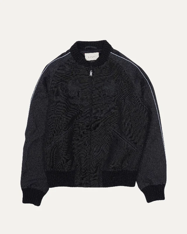 Appliqué Wool and Mohair Blend Souvenir Jacket Welt Pockets Slit Pockets Flap Pockets Appliqué Wool and Mohair Blend Souvenir Jacket Welt Pockets Slit Pockets Flap Pockets