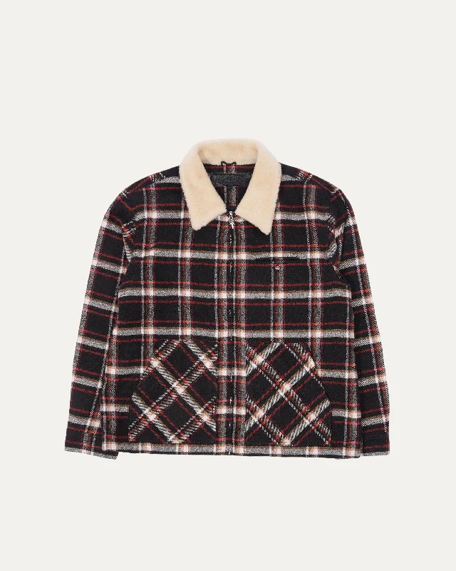 Flannel Shearling Collar Zip Up Jacket Lace Jacket Ribbed Jacket Sequined Jacket