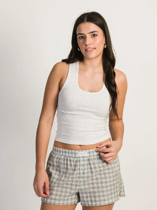 HARLOW LAUREN MELANGE TANK TOP - CLOUD ribbed tank top