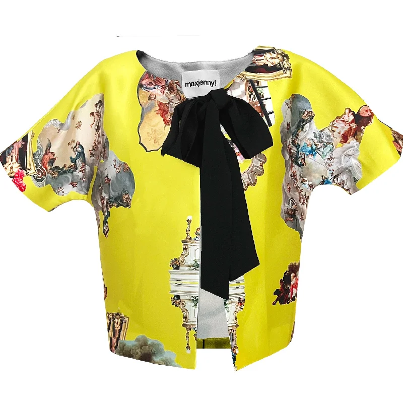 Cropped Jacket with Bow Detail sicily yellow printed Ribbed Jacket Pleated Jacket Ruffled Jacket Cropped Jacket with Bow Detail sicily yellow printed Ribbed Jacket Pleated Jacket Ruffled Jacket
