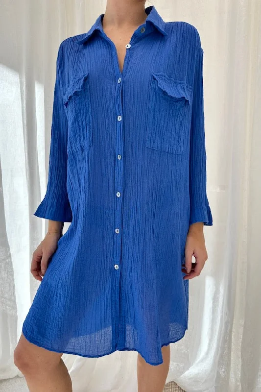 Olina Shirt Dress Royal Blue